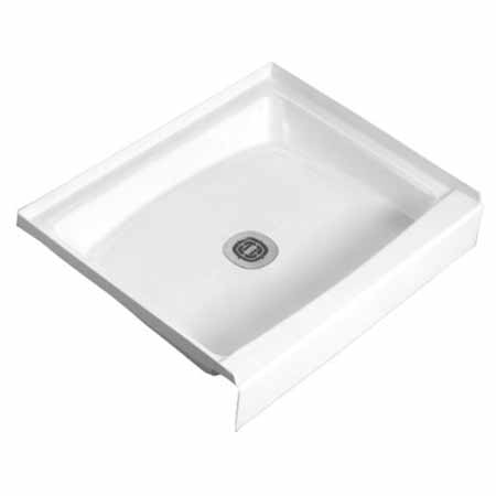 FIAT 48WL100 WHITE 48X34 SHOWER BASE FLOOR WITH MOLDED IN CENTER DRAIN WITH WHITE STRAINER