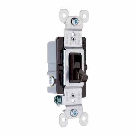 P&S 663-G 15A 3 WAY BROWN GROUNDING TOGGLE SWITCH