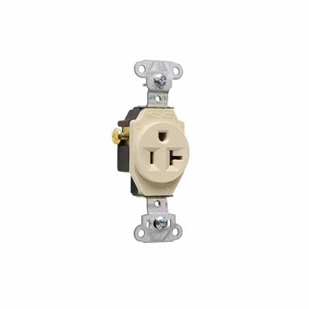 P&S 5351-I 20A IVORY SINGLE RECEPTACLE SIDE WIRE 5-20R