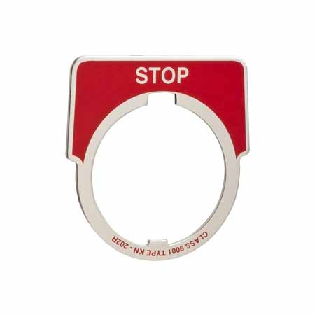 SQD 9001KN202 STOP LEGEND PLATE WITH RED BACKGROUND FOR PUSH BUTTON