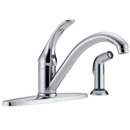 DELTA 400-DST CHROME 1-HANDLE KITCHEN FAUCET WITH SIDE SPRAY